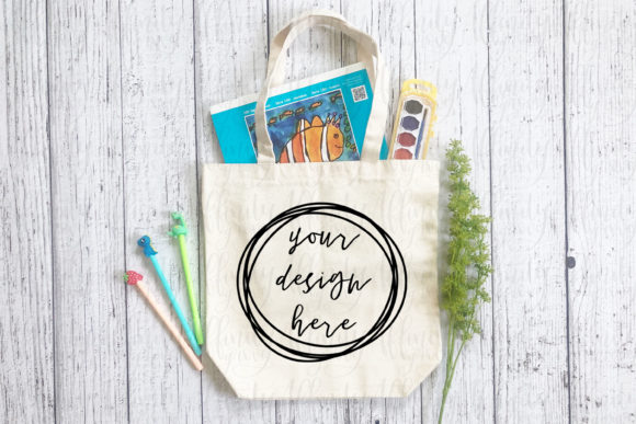 Back to School Tote Bag Mockup Flatlay